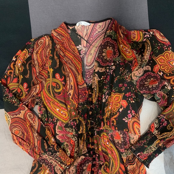 Zara Long Print Boho Button-Up Multicoloured Dress - Picture 4 of 14